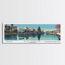 Elk Grove California Panoramic Painting, Framed Canvas Print, Mid Century Modern Wall Art, Retro Pop Art Travel Poster, Living Room Decor, City Art