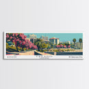 Fresno California Panoramic Painting, Framed Canvas Print, Mid Century Modern Wall Art, Retro Pop Art Travel Poster, Living Room Decor, City Art