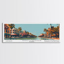 Hollywood Florida Panoramic Painting, Framed Canvas Print, Mid Century Modern Wall Art, Retro Pop Art Travel Poster, Office Decor, Cityscape Art, Living Room Decor