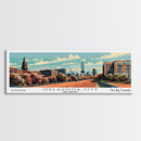 Oklahoma City Oklahoma Panoramic Wall Art, Mid Century Modern Framed Canvas Print, Retro Pop Art Travel Poster, Office Decor, Gift Idea