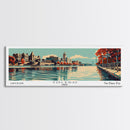 Toledo Ohio Panoramic Wall Art, Mid Century Modern Framed Canvas Print, Retro Pop Art Cityscape, Travel Poster, Living Room Decor