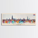Amsterdam Netherlands Travel Art, City Art, Framed Canvas Print or Metal Wall Art, Europe Travel Poster, Panoramic Wall Art, Extra Wide Wall Art