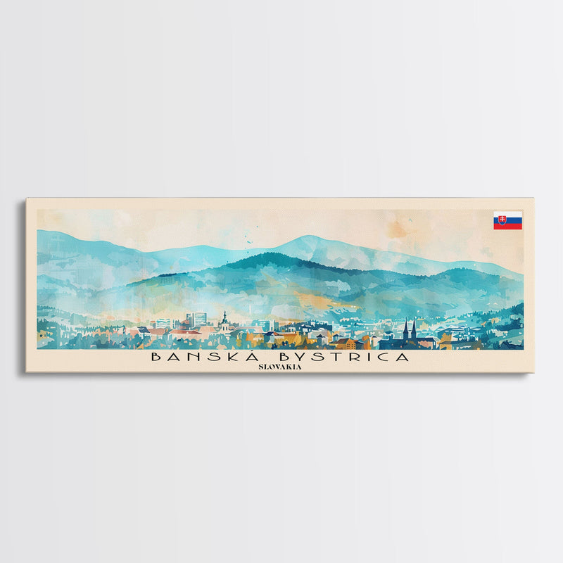 Banska Bystrica Slovakia Wall Art, Panoramic Travel Poster, Panoramic Framed Canvas Print, City Wall Art, Wall Hanging Home Decor, Travel Art