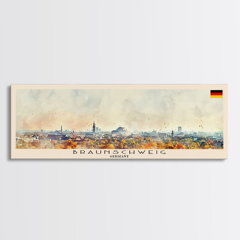 Braunschweig Germany Travel Art, City Art, Framed Canvas Print or Metal Wall Art, Europe Travel Poster, Panoramic Wall Art, Extra Wide Wall Art