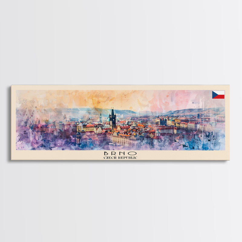 Brno Czech Republic art Travel Print Wall Art, Panoramic City Art, Travel Art, Wall Decor, Vacation Gift, Framed Canvas Print Or Metal Art