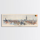 Brussels Belgium Panoramic Travel Poster, Framed Canvas Print or Metal Wall Art, Travel Art, Home Decor, Panoramic Painting, Midcentury Art