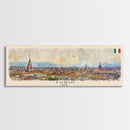Turin Italy Panoramic Travel Poster, Framed Canvas Print or Metal Wall Art, Travel Art, Home Decor, Panoramic Painting, Midcentury Art