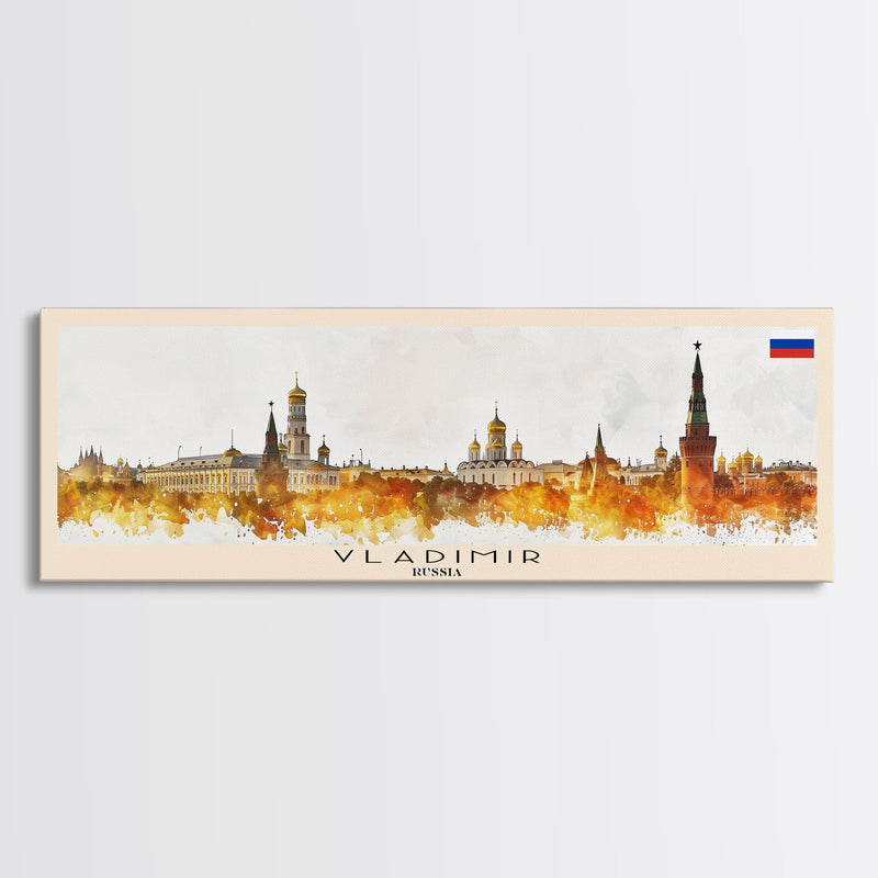 Vladimir Russia Wall Art, Panoramic Travel Poster, Panoramic Framed Canvas Print, City Wall Art, Wall Hanging Home Decor, Travel Art