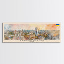 Zaporizhzhia Ukraine Panoramic Travel Poster, Framed Canvas Print or Metal Wall Art, Travel Art, Home Decor, Panoramic Painting, Midcentury Art