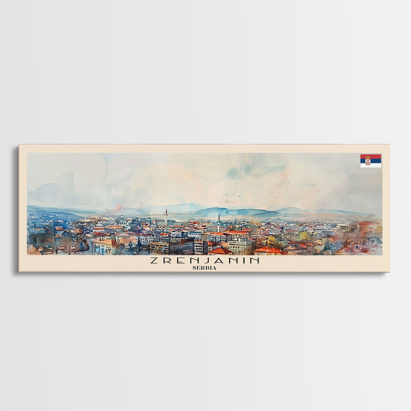 Zrenjanin Serbia Wall Art, Panoramic Travel Poster, Panoramic Framed Canvas Print, City Wall Art, Wall Hanging Home Decor, Travel Art