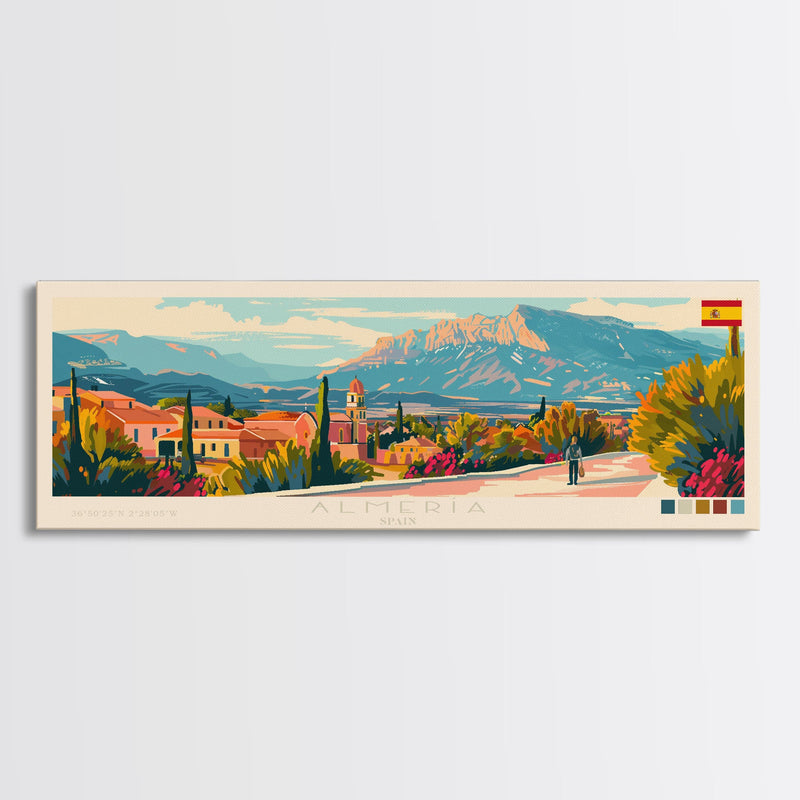 Almeria Spain Wall Art, Panoramic Travel Poster, Panoramic Framed Canvas Print, City Wall Art, Wall Hanging Home Decor, Travel Art