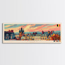 Mons Belgium Panoramic Travel Poster, Framed Canvas Print or Metal Wall Art, Travel Art, Home Decor, Panoramic Painting, Midcentury Art