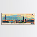 Saint Etienne France Panoramic Travel Poster, Framed Canvas Print or Metal Wall Art, Travel Art, Home Decor, Panoramic Painting, Midcentury Art