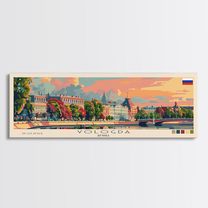 Vologda Russia Wall Art, Panoramic Travel Poster, Panoramic Framed Canvas Print, City Wall Art, Wall Hanging Home Decor, Travel Art