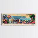 Waterford Ireland Panoramic Travel Poster, Framed Canvas Print or Metal Wall Art, Travel Art, Home Decor, Panoramic Painting, Midcentury Art