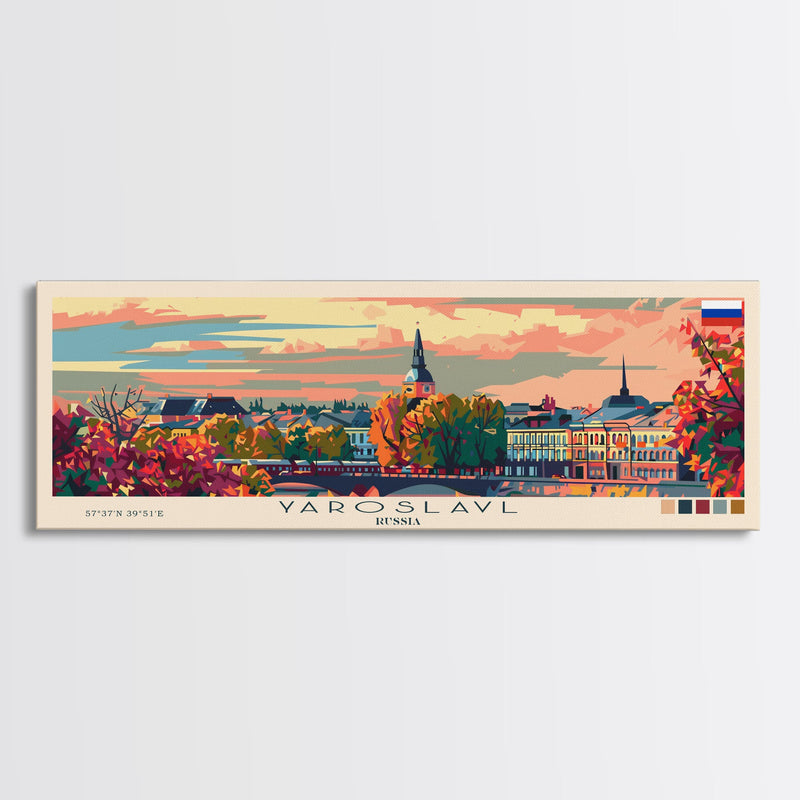 Yaroslavl Russia Wall Art, Panoramic Travel Poster, Panoramic Framed Canvas Print, City Wall Art, Wall Hanging Home Decor, Travel Art