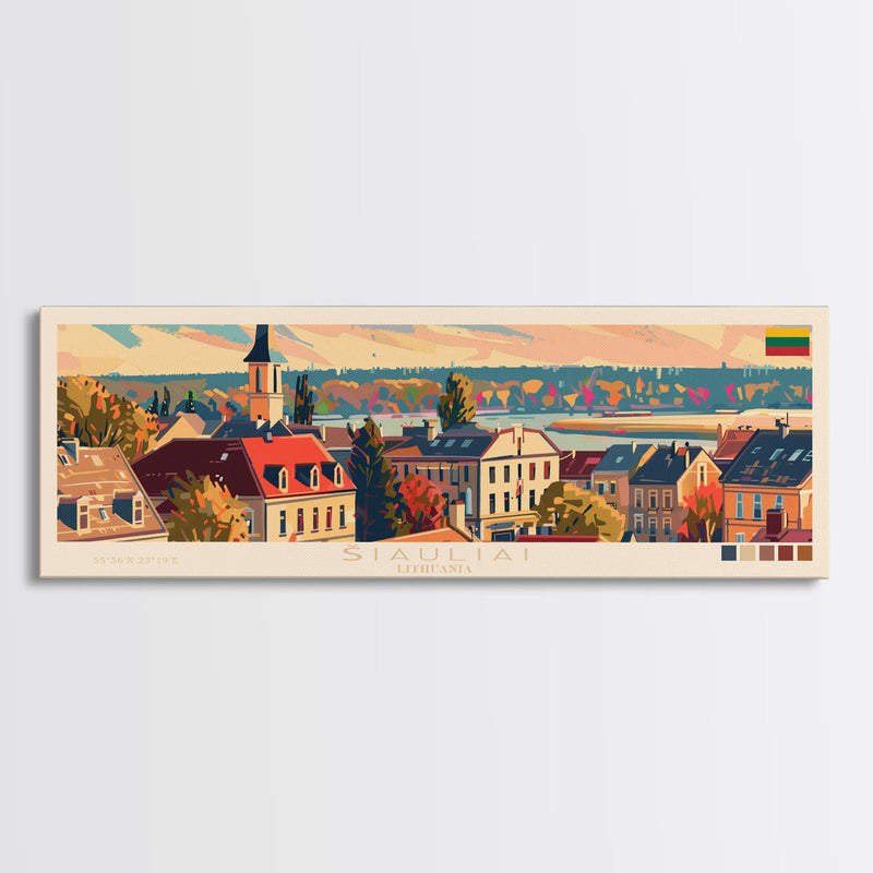 Å Iauliai Lithuania Travel Print Wall Art, Panoramic City Art, Travel Art, Wall Decor, Vacation Gift, Framed Canvas Print Or Metal Art