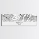 Panoramic Jersey City Map, New Jersey Art, Map Print, Minimalist Wall Art, Canvas Art, Housewarming Gift, Street Map Art, Closing Gift