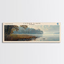 Cedar Lake Illinois Framed Canvas Print, Lake House Art, Panoramic Wide Art, Travel Poster, Minimalist Lake Painting, Home Decor