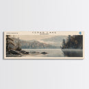 Cedar Lake Framed Canvas Print, Panoramic Lake House Decor, Wide Wall Art, Travel Poster, Rustic Lake Painting, Nature Art