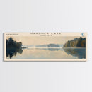 Gardner Lake Connecticut Framed Canvas Print, Lake House Art, Panoramic Wall Art, Travel Poster, Tranquil Lake Painting, Home Decor