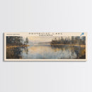 Richard B. Russell Lake Georgia Framed Canvas Print, Lake House Decor, Wall Art, Panoramic Travel Poster, Scenic Landscape Painting, Bedroom Decor