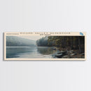 Round Valley Reservoir New Jersey Framed Canvas Print, Lake House Decor, Panoramic Wall Art, Travel Poster, Tranquil Landscape, Modern Art