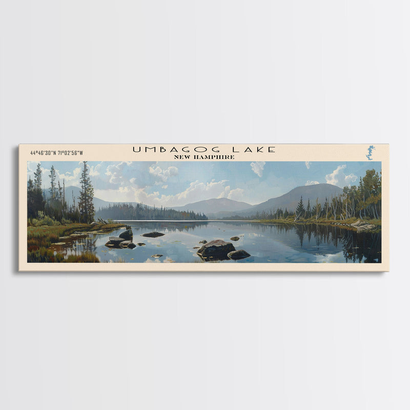 Weagamow Lake Panoramic Wall Art, Framed Canvas Print, Lake House Decor, Travel Poster, Scenic Lake Scene, Living Room Art