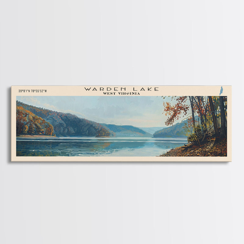 Windigo Lake Panoramic Wall Art, Framed Canvas Print, Lake House Decor, Travel Poster, Beautiful Lake Scene, Living Room Art