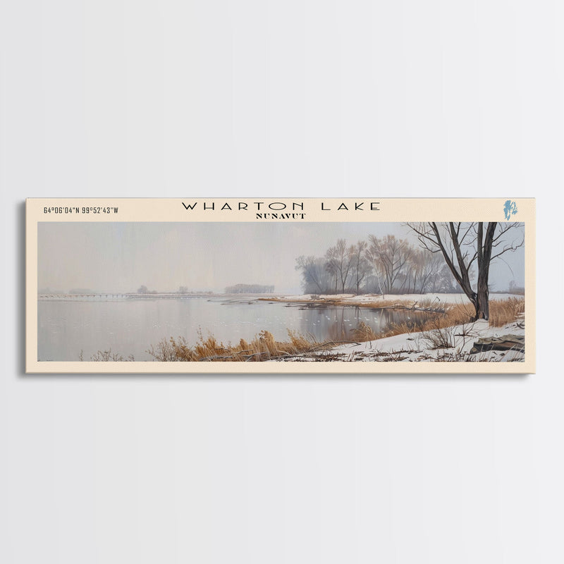 Wharton Lake Panoramic Wall Art, Framed Canvas Print, Lake House Decor, Travel Poster, Beautiful Lake Scene, Living Room Art