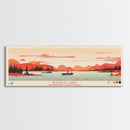 Buffalo Lake Northwest Territories Framed Canvas Print, Pop Art Panoramic Travel Poster, Midcentury Modern, Wall Art, Scenic Nature Painting, Bedroom Decor