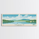Candlewood Lake Connecticut Framed Canvas Print, Pop Art Panoramic Travel Poster, Midcentury Modern, Wall Art, Scenic Nature Painting, Bedroom Decor