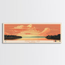 Cedar Creek Lake Kentucky Framed Canvas Print, Midcentury Modern Panoramic Wall Art, Living Room Decor, Pop Art, Travel Poster Art, Scenic Nature Painting, Lake House Decor