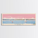 Chautauqua Lake New York Framed Canvas Print, Pop Art Panoramic Travel Poster, Midcentury Modern, Wall Art, Scenic Nature Painting, Bedroom Decor, Living Room Art
