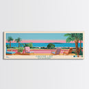 Christine Lake New Hamphire Framed Canvas Print, Pop Art Panoramic Travel Poster, Midcentury Modern, Wall Art, Scenic Nature Painting, Bedroom Decor, Living Room Art