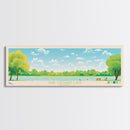 Crab Orchard Lake Illinois Framed Canvas Print, Midcentury Modern Panoramic Wall Art, Living Room Decor, Pop Art, Travel Poster Art, Scenic Nature Painting, Lake House Decor