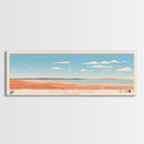 Great Salt Plains Lake Oklahoma Framed Canvas Print, Panoramic Art, Midcentury Modern, Pop Art, Bedroom Decor, Travel Poster, Lake House Art, Wall Art