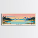 Hebgen Lake Montana Framed Canvas Print, Panoramic Wall Art, Midcentury Modern, Pop Art, Living Room Decor, Travel Poster, Nature Art, Lake House Art
