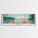 Hyco Lake North Carolina Framed Canvas Print, Panoramic Art, Midcentury Modern, Pop Art, Living Room Wall Art, Travel Poster, Lake House Art