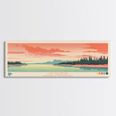 Lac Maunoir Northwest Territories Framed Canvas Print, Panoramic Art, Midcentury Modern, Pop Art, Living Room Wall Art, Travel Poster, Lake House Decor