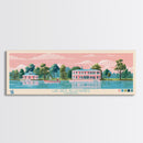 Lac des Allemands Louisiana Framed Canvas Print, Panoramic Wall Art, Midcentury Modern, Pop Art, Bedroom Art, Travel Poster, Living Room Decor