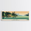 Lake Aubry Northwest Territories Framed Canvas Print, Panoramic Art, Midcentury Modern, Pop Art, Living Room Wall Art, Travel Poster, Lake House Decor