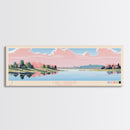 Lake Carnegie New Jersey Framed Canvas Print, Panoramic Wall Art, Midcentury Modern, Pop Art, Bedroom Decor, Travel Poster, Living Room Art
