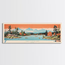 Lake Cleveland Idaho Framed Canvas Print, Panoramic Art, Midcentury Modern, Pop Art, Living Room Wall Art, Travel Poster, Lake House Decor