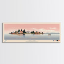 Lake Erie Ohio Pennsylvania Framed Canvas Print, Panoramic Art, Midcentury Modern, Pop Art, Living Room Wall Art, Travel Poster, Lake House Decor