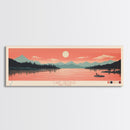 Lake George New York Framed Canvas Print, Panoramic Art, Midcentury Modern, Pop Art, Living Room Wall Art, Travel Poster, Lake House Decor