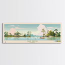 Lake Griffin Florida Framed Canvas Print, Panoramic Wall Art, Midcentury Modern, Pop Art, Bedroom Art, Travel Poster, Living Room Decor
