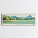 Lake Jocassee South Carolina Framed Canvas Print, Panoramic Wall Art, Midcentury Modern, Pop Art, Lake House Decor, Travel Poster, Bedroom Art