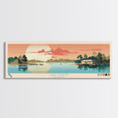 Lake Martin Louisiana Framed Canvas Print, Panoramic Wall Art, Midcentury Modern, Pop Art, Bedroom Art, Travel Poster, Lake House Decor