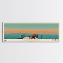 Lake Pontchartrain Louisiana Framed Canvas Print, Panoramic Wall Art, Midcentury Modern, Pop Art, Living Room Decor, Travel Poster, Lake House Art